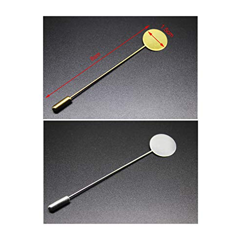 HUIHUIBAO 20 Pieces Round Tray Lapel Pin Stick, Stainless Steel Safety Blank Brooch Pin for Men Women Suit Tie Hat Scarf Badge DIY Accessories, Gold and Silver
