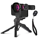 Phone Camera Lens Pro - ANGFLY Super Wide Angle & Macro Lens Lens with Flexible Phone Tripod and Remote Shutter,Clip-On Cell Phone Camera Lenses for iPhone, Android, Samsung Mobile Phones and Tablets