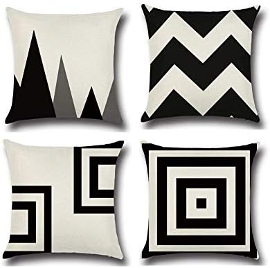 Cleana Arts Set of 4 Geometric Patterns Pillowcase Square Hull House Sofa Cover Cushion Covers 18" 18"
