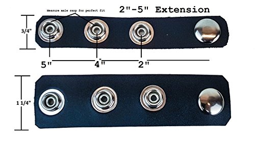 Leather Snap Extender Choker Belt Bracelet Extension 2" to 5" Inch (3/4" Wide, 1/4" Male Snap)