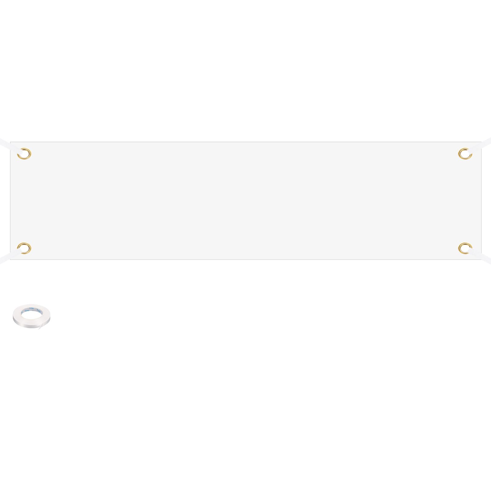 PATIKIL Blank Banners Signs to Decorate 2'x8' Sublimation White Banner with Hanging Rope for Business Outside Outdoor Wall — image 1