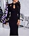 Leezeshaw Women's Elegant Slim Long Sleeve Hollow Out Bodycon Maxi Dress Black
