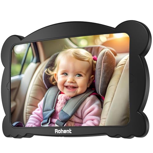 Rohent Carseat Mirrors Rear Facing: Adjustable Shatterproof Car Seat Mirror for Baby Rear Facing Seat Easy Install on Headrest - Stable Clear Wide View Easy to See Newborn Toddler