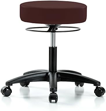 Perch Stella Rolling Height Adjustable Salon & Spa Stool for Hardwood or Tile | Desk Height 18.5-24 Inches | 300-Pound Weight Capacity | (Burgundy Vinyl)