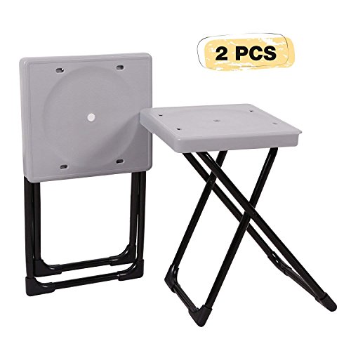 REDCAMP Folding Stool Portable, Set of 2, Lightweight Camping Stools Plastic with Durable Steel Frame Legs for 220lbs Capacity, 15″