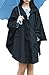 QZUnique Women's Waterproof Packable Batwing-sleeved Raincoat Rain Poncho Jacket Coat Hooded for Adults with Pockets