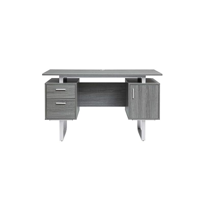 Techni Mobili Modern Office Desk with Storage, Gray Active Furniture
