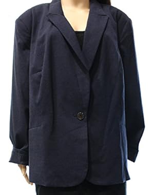 Calvin Klein Women's Plus Size 1 Bttn Navy Jacket