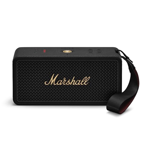 Marshall Middleton II Bluetooth Tragbarer Bluetooth-Lautsprecher, über 30 Stunden Spielzeit, wasserdicht nach IP67 – Schwarz und Messing