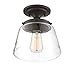 Trade Winds Lighting TW60044ORB 1-Light Transitional Schoolhouse Semi-Flush Mount Pendant Ceiling Light, 100 Watts, in Oil Rubbed Bronze