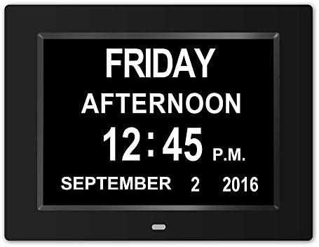 Memory Loss Digital Calendar Day Clock with Extra Large Non-Abbreviated Day &amp; Month Perfect for Seniors (Black)