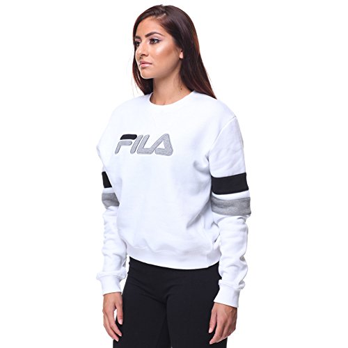 Fila Women's Newton Sweatshirt, White/Grey Heather/Black, Medium