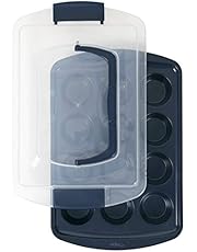 Wilton Non-Stick Diamond-Infused Navy Blue Muffin and Cupcake Pan, 12-Cup