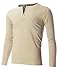 FLATSEVEN Men's Slim Fit Casual Long Sleeve Henley T Shirt (THL100) Beige, L