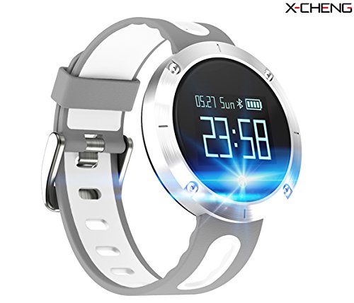 X-CHENG Fitness Tracker- Activity Monitor and Sleeping Management - Heart rate monitor Blood pressure Tracker Pedometer with IP67 Waterproof OLED Touch Screen - for Android and iOS (Gray)
