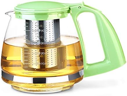 Home Teapot,European 750ml Glass Heat-Resistant teapot, 304 Stainless Steel Filter mesh teapot - Green