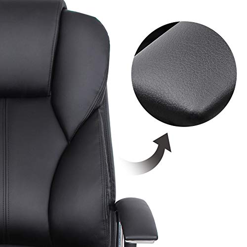 SONGMICS-Sedia-da-Ufficio-con-Sedile-Largo-Cuscino-Portatesta-e-Seduta-Spessa-Altezza-Regolabile-Design-Ergonomico-Nero-OBG57B