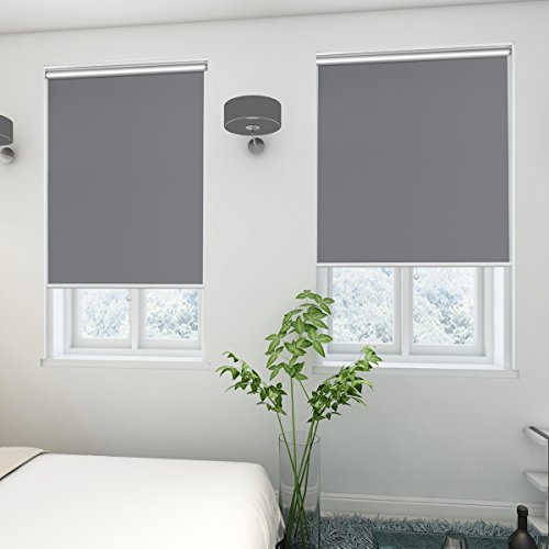 Blackout Window Shades Cordless Window Blinds with Spring Lifting