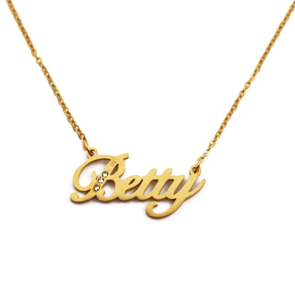Kigu Name Necklace Betty - Gold Tone - Custom Name Necklace - Personalised Jewellery for Ladies- Customised Jewellery for Girls- Custom Pendant Betty