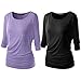 Colrovie Womens Boat Neck Dolman Top - 3/4 Sleeve With O/V Neck