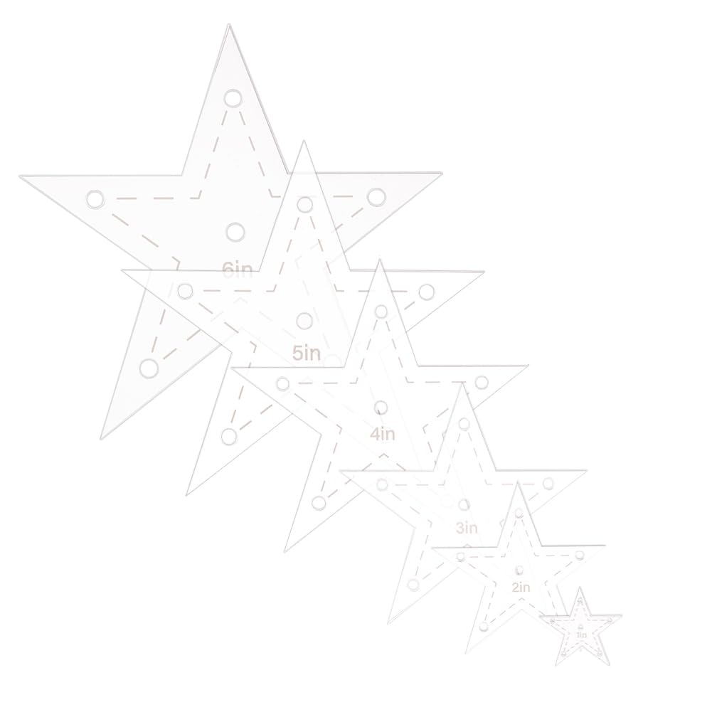 DICOSMETIC Quilting Template Set 6 Sizes Acrylic Star Sewing Template Ruler Star Stencil Template for Hand Quilting and Embroidery, 1"/2"/3"/4"/5"/6"