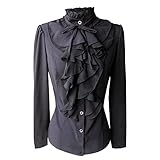 Shirts for Women Stand-Up Collar Vintage Victoria Ruffle Bow Blouse
