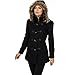 Alpine Swiss Duffy Womens Black Wool Coat Fur Trim Hooded Parka Jacket Large