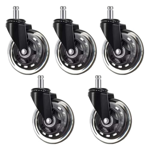 Ruedas Suaves para Silla de Oficina de 3 Pulgadas, Llantas Universales Silenciosas con Rotación 360° para Sillas de Oficina, Ruedas para Muebles Resistentes a Cargas Pesadas, 5 Pieces