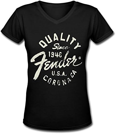 War Game 76 Fender Graffiti Women's Black Large V-neck T-Shirt