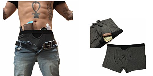 STRATEGIC LABS LLC Mens Boxers with Hidden Pocket Speak Easy 34" (Large 34")