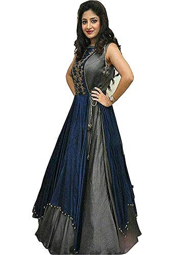 pramukh fashion women's banglory gown with jacket (2020 grey)