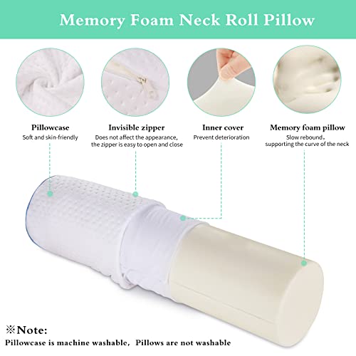 Findigit Cervical Neck Roll Memory Foam Pillow Cylinder Round Bolster