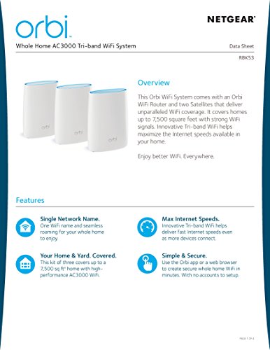 RBK53 - Orbi AC3000 Tri-band WiFi System router