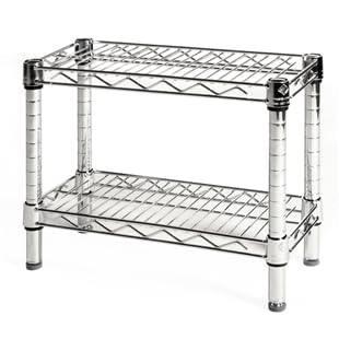 Photo 1 of Shelving Inc. 12" d x 18" w Chrome Wire Shelving with 2 Tier Shelves, Weight Capacity 800lbs Per Shelf