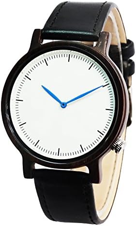 TACY Men's Watch Black Wood Wrist Watches 2-hand Watches with Black Leather Strap Groomsmen Watch
