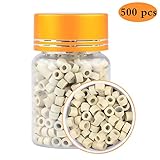 DANSEE Hair Extension Beads 500 Pcs Silicone Micro Link Rings 5mm Lined Beads for Hair Extensions Tool (Blonde)