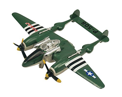 IndusBay Diecast Alloy Metal Body P-508 / P-38 Lightining World War II Fighter Plane Aeroplane Toy for Kids (Size 4.72 Inches) - Green