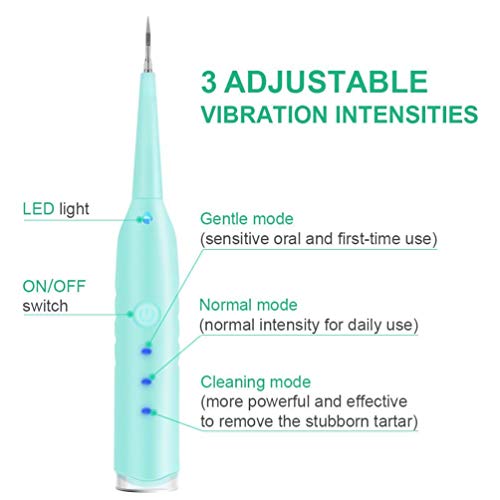 Electric Calculus Remover Tartar Scraper Tartar Plaque Remover High-Frequency Vibration Portable Dental Calculus Remover with 3 Cleaning Tips