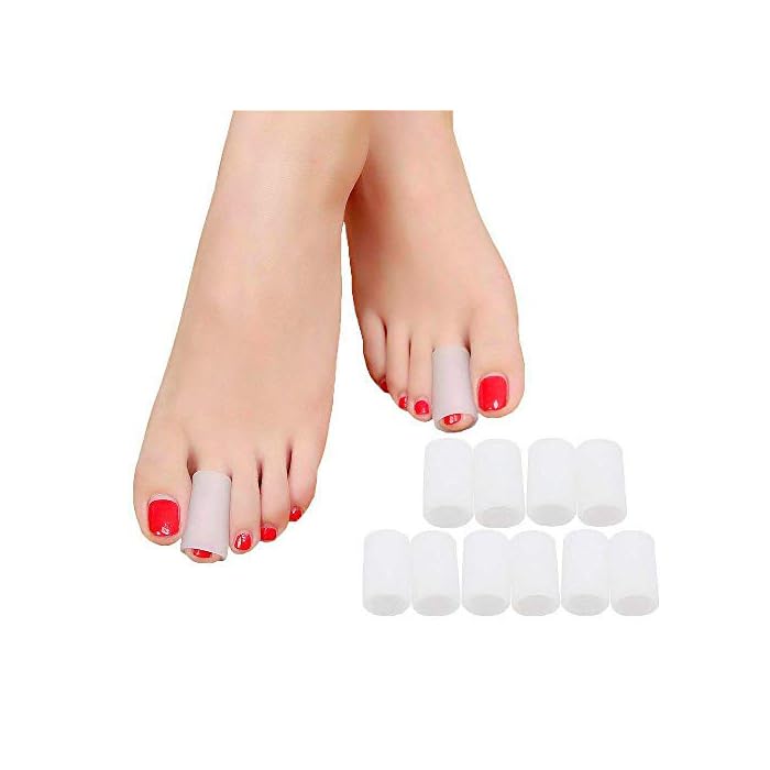 Povihome Toe Sleeves, Toe Protectors, 10 Pack Toe Tube Pads for Hammer Toe,Stubbed Toe,Corns, Calluses Protect