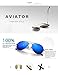 LUENX Aviator Sunglasses Men Women Polarized with Case - UV 400 Mirror Blue Lens Metal Siver Frame 60mm (Dark Blue -6, 60)