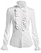 DEARCASE Women Stand-Up Collar Lotus Ruffle Shirts Blouse
