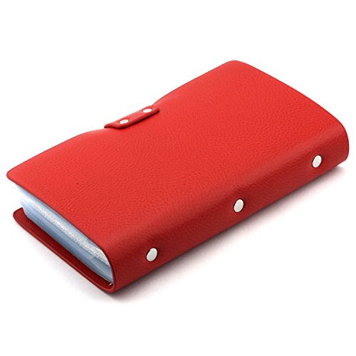 Longdex Soft Leather Business Name Card Holder Book with 102 Card Slots Credit Card Holder Wallet (Red)