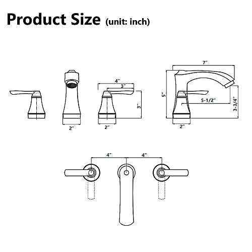Matte Black Bathroom Faucet,Two Handle Bathroom Faucet 3 Hole,8 Inch