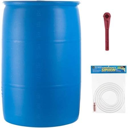 Emergency Essentials Food 55-Gallon Water Barrel Set, 3 pc, BPA-Free Water Barrel