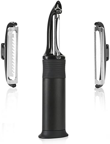 3 in 1 Swivel Peeler, Good Grip Julienne Peeler &amp; Vegetable Peeler &amp; Fruit Peeler for Potato, Tomato, Carrot 