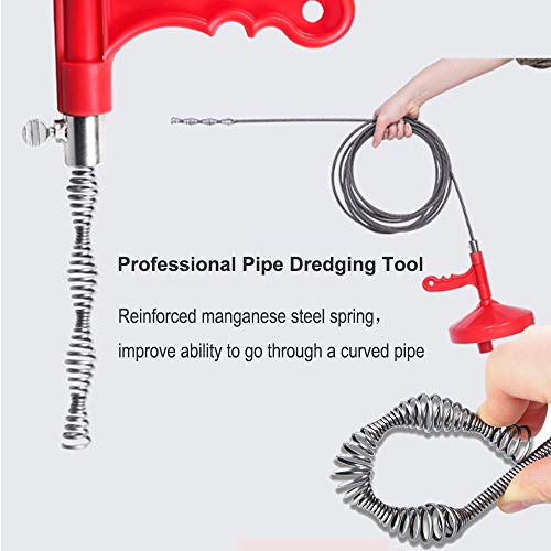 AUSAYE 25 Feet Drain Auger Plumbing Snake with 5 Pack Plastic Sink