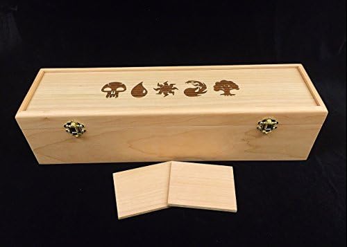 Magic the Gathering Engraved Deck Box with Hinges &amp; 2 Latches-16 3/4x4 1/2 x4 1/4- Mana Symbols