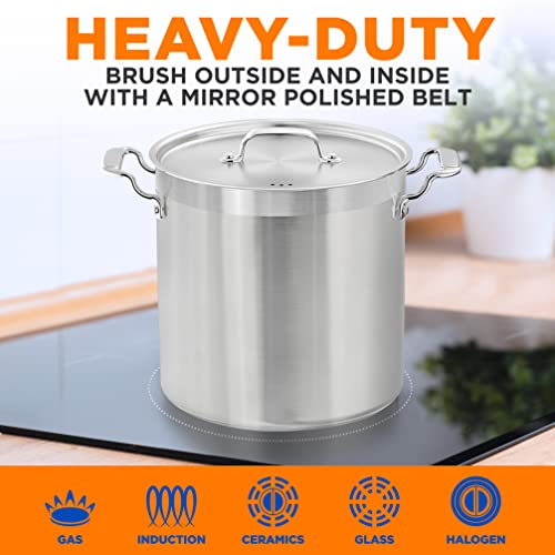NutriChef Stainless Steel Cookware Stock Pot 24 Quart, Heavy Duty