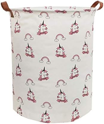 Sanjiaofen Large Sized Storage Baskets,Canvas Waterproof Storage Bin,Collapsible Organizer Baskets for Home,Office,Toy Bins,Laundry Hamper (Rainbow Unicorn)