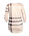 Akery Women's 3/4 Sleeve Casual Plaid Shirt Blouse Tops,Pink,Medium